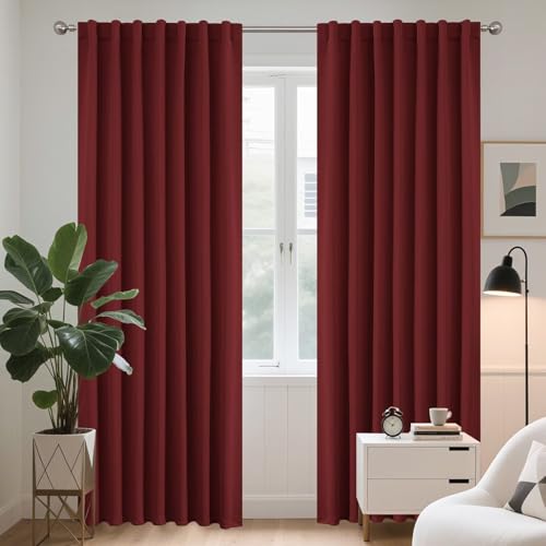 Rideaux occultants haut de gamme Joydeco bordeaux 132 x 243 cm pour salon