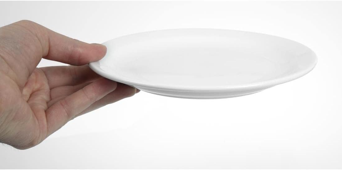 Olympia White Ware Narrow Rimmed Service Plates 202mm Porcelain 12pc