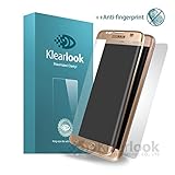 S7 edge screen protector, Klearlook unique [Fingerprint-killer] Anti Glare 3D curve GLASS screen protector for S7 edge. [Front+Back protection] Gold Frame color