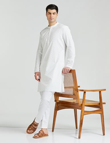 Image of Symbol Premium Men Cotton Embroidered Long Kurta
