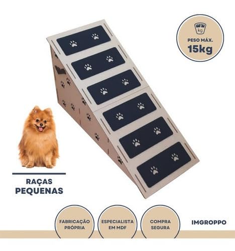 Rampa para Pets, MDF Cru, 60 cm Altura, 37 cm Largura, Suporta 15 kg