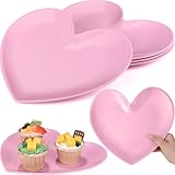 Nuogo 4 Pcs 11 Inch Heart Shaped Plates Large Valentine's Plates Unbreakable Ceramic-like Heart Dessert Dinner Plates Salad Serving Plates Set for Valentine's Day Party Anniversary Dating Wedding