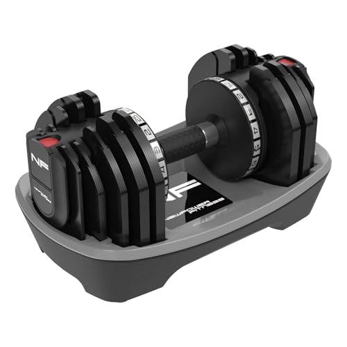 Newpower Fitness 25kg Adjustable Dumbbell for Saving Place, 18 Dumbbells in Single Weight (2kg to 25kg) with Anti-slip Handle Safety Locking Mechanism Strength Training for Home, Gym, Body Workout