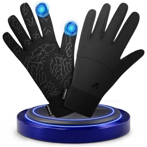 Alpensattel® Premium 2.0 Thermo Fahrradhandschuhe [Wind - & WASSERDICHT] - Herbst Handschuhe für Männer & Frauen - Warme Handschuhe für Laufen & Rennrad mit Touchscreen Funktion & Anti Grip (Größe L)