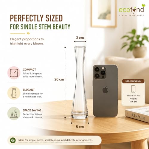 Image of ecofynd Glass Vase for Flowers Plants, Modern Decorative Vase for Home Decor Center Table, Bedroom, Living Room, Office Decoration, Wedding or Gifts, Luster Glass Vase, (GVASE016)