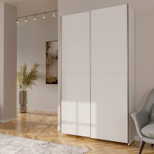 Forte Home Nook Mehrzweckschrank 120 40, moderner Schwebetürenschrank mit 2 Türen, Flur, Holzwerkstoff, Weiß, 120,1 cm breit x 210 cm hoch x 39,1...