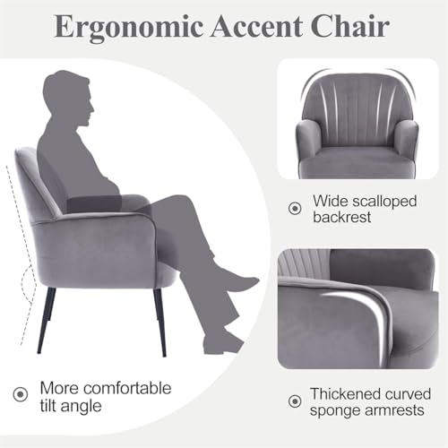 Sillón moderno terciopelo gris miniatura 6