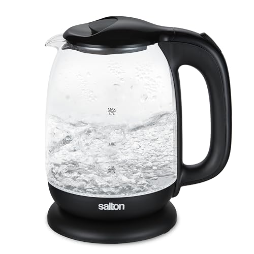 Salton Cordless Glass Kettle – 1.7 L | Blue LED Illumination | Thermal Shock Resistant Glass | Perfect Pour Spout | Auto Shut-Off | 360° Base | Concealed Heating Element | Proudly Canadian by Salton - Image 2