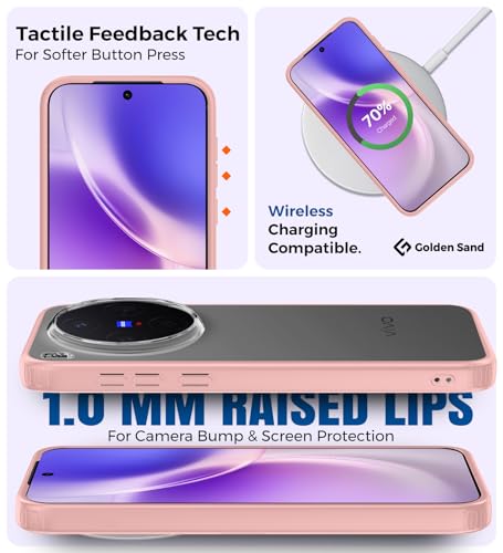 Image of Golden Sand TPU+PC Anti-Scratch Shockproof Sleek Hybrid Armor Back Cover Case Compatible with Vivo X300 5G | Translucent Anti-Yellow Military-Grade Drop Protection Cover (Summit Pink)