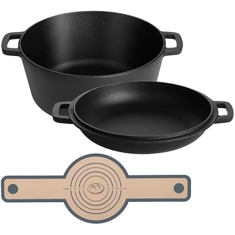E-far 5 Quart Cast Iron Dutch Oven Cover