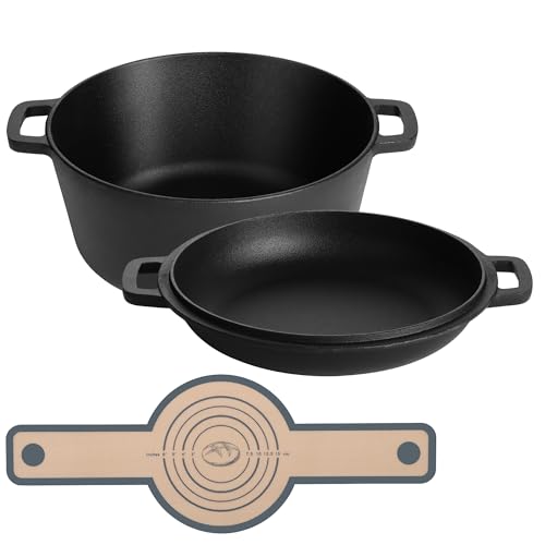 E-far Olla holandesa de hierro fundido de 5 cuartos con tapa, color negro