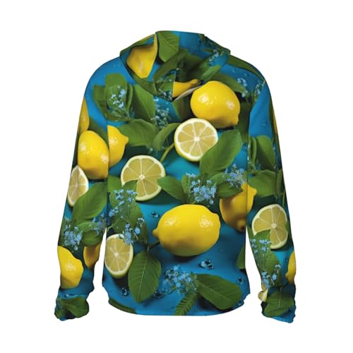Men's Sun Protection Shirts Lemon on Blue Background Long Sleeve Sun Shirt for Fishing Running Hiking Swim2
