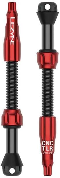 LEZYNE CNC TLR Tubeless Valve Pro, 60mm, Red, Pair