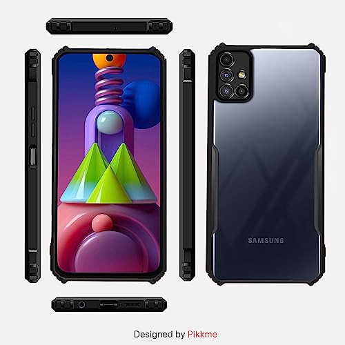 Image of Outlouders Back Cover for Samsung Galaxy M51| Ultra Hybrid Transparent | Full Camera Protection | Raised Edge | Crystal Clear Bumper Case(Black)