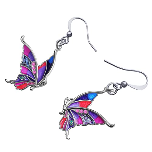 Duowei Enamel Butterfly Earrings Dangle For Women Girls Drop Summer Spring Jewelry Gifts (Lavender) #TOP2