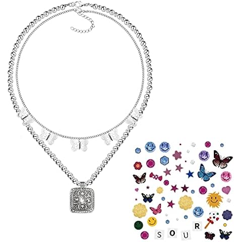 huiphong Butterfly Layered Necklace Sticker Set Merch Jewelry for Women Cover