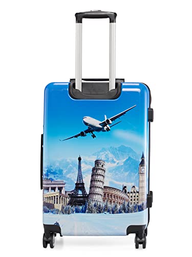 Image of Baomi Printed Blue Hard 26 inch Medium Trolley