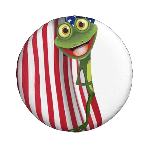 Image of Funny Frog Spare Tire Cover Trailer Tire Covers Weatherproof Wheel Protector Fit for Rv Trailer Truck Travel Trailers Accessories 17 inch Wheel Us Flag-Frog