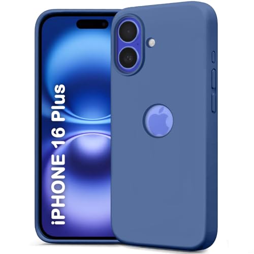 Image of TheGiftKart Liquid Silicone Back Cover Case for iPhone 16 Plus | Soft Micro-Fibre Lining Inside | Camera & Screen Protection | Shockproof Back Cover for iPhone 16 Plus (Silicone, Blue)