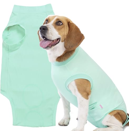 Image of Dog Zipper Surgery Recovery Suit for Male Neuter,Female Spay Recover Surgery Onesie,E-Collar & Cone Alternative Surgical Large Recovery Suit,Blank Green XXL