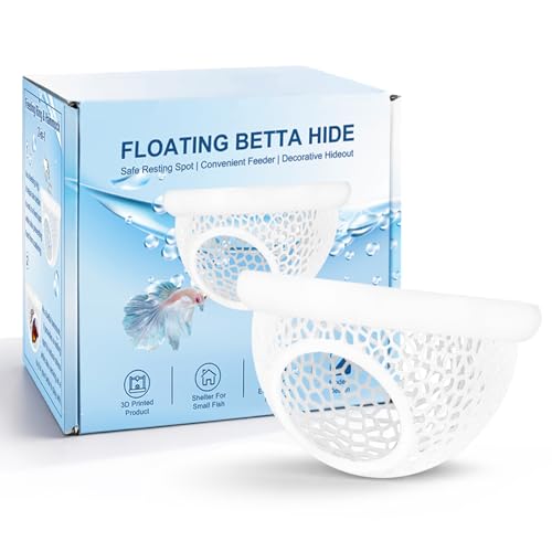Image of Floating Betta Hide & Shrimp Cave - All-in-One Aquarium Hammock, Feeder, and Safe Resting Spot for Stress-Free Fish Tanks
