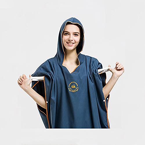 ele ELEOPTION Bade Poncho Microfiber Tauchmantel schnell trocknenden Mantel für Schwimmen Surfing Strand Neoprenanzug (Dunkelblau)