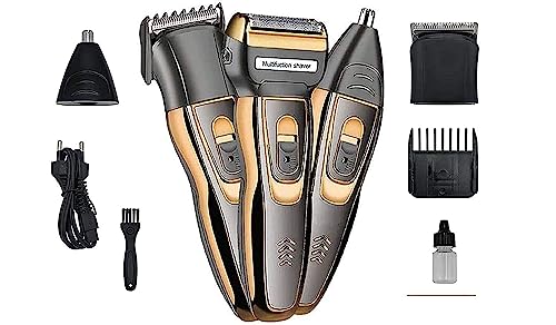 Image of THE DIFFERENCE Men Geemy Gm 595 Electric Clipper Hair Cut Grooming Set 3-In-1 Beard Nose & Ear Trimmer Shaving Zero Machine, Multicolor
