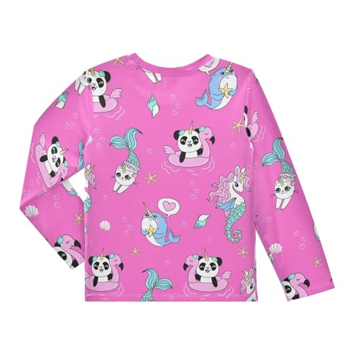 Image of CaTaKu Boys Rash Guard Long Sleeve Mermaid Animals Pandas Swim Shirt for Boys Girls Rash Guard Swimsuit UPF 50+ 5t