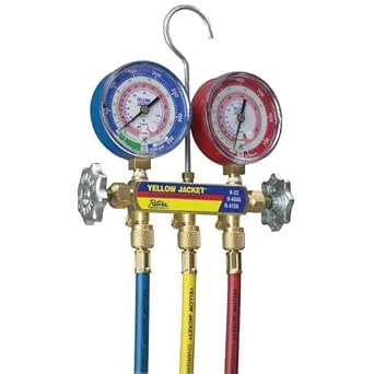 Yellow Jacket 42004 Series 41 Manifold with 3-1/8" Gauge, psi, R-22/404A/410A