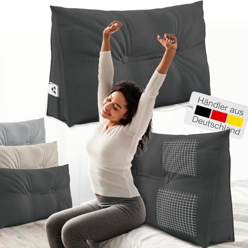ELONEO Rückenkissen 70 cm breit, Keilkissen für Bett und Sofa geeignet,...
