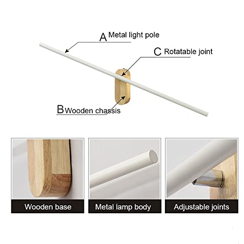 Lámparas de pared modernas con marco ajustable de madera e iluminación lineal LED de 70 cm 2