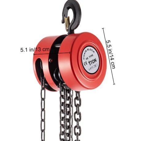 Image of Jawsons Hand Chain Hoist 1 Ton (4400Lbs)- Manual Steel Chain Block Hoist with 10ft /3mtr Lifting Height and Industrial Grade Steel Construction, Ideal for Construction, Garages, Warehouses