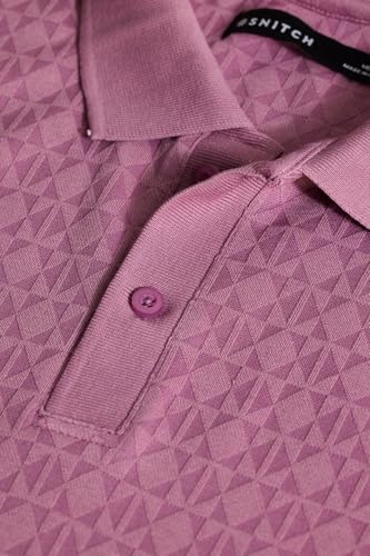 Image of SNITCH Mauve Textured Polo T-Shirts