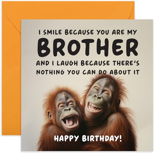 Funny Birthday Card for Brother - Nothing You Can Do About It Chimp Birthday Card for Him - Hilarious Birthday Card from Sister Brother Sibling - Gift for Him - Blank Inside