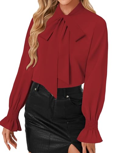 Image of LYANER Women's Bow Tie Neck Business Work Blouse