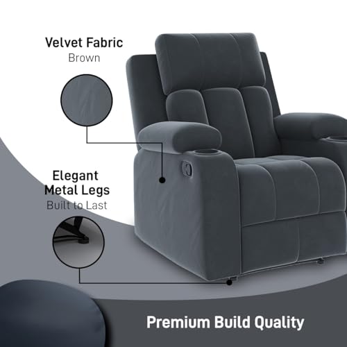 Image of Amazon Brand - Solimo Pinnacle | Single Seater Sofa Recliner | Manual Recliner (Velvet Grey)