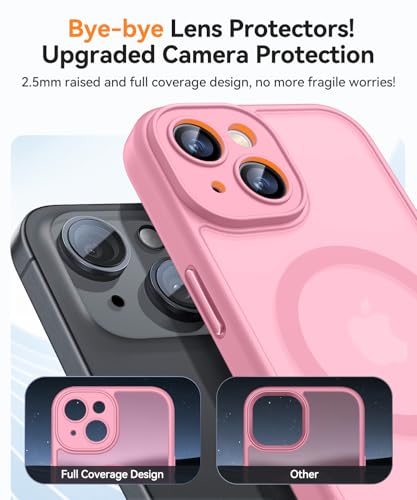 Image of CANSHN Magnetic for iPhone 14 Plus Case, Upgraded [Full Camera Protection] [Compatible with Magsafe] [Translucent Matte] Shockproof Protective Phone Case for iPhone 14 Plus 6.7 inch - Pink