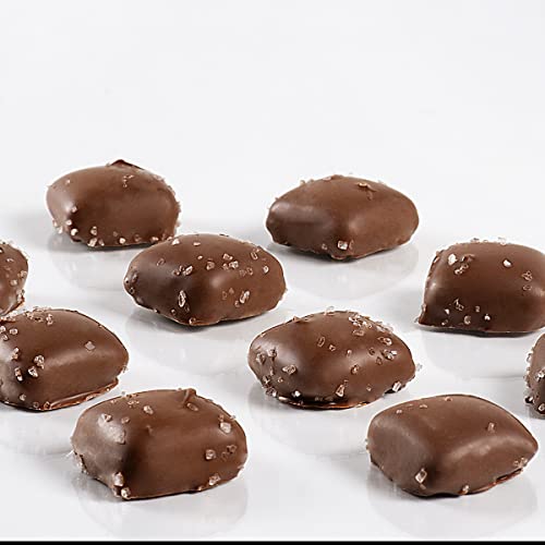 Sanders Milk Chocolate Sea Salt Caramels (32 oz Tub) – Handcrafted Small Batch Slow Cooked Caramel, Sea Salt Chocolate with Rich Indulgent Flavor, Sweet & Salty