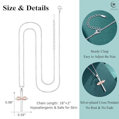 UPROMI Infinity Cross Necklace for Women, Christian Graduation Baptism Gifts for Women Confirmation Gifts for Teen3