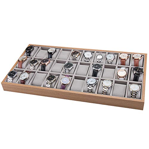 24/30 pièces en bois - Plateau d'affichage pour montres - Rangement de bijoux - Organisateur de bijoux - Boîte de rangement multifonction (30 pièces) Cover