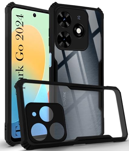Image of Jkobi Back Cover Case for Tecno Spark Go 2024 (Shockproof with Polycarbonate Clear Panel | Professional Black)