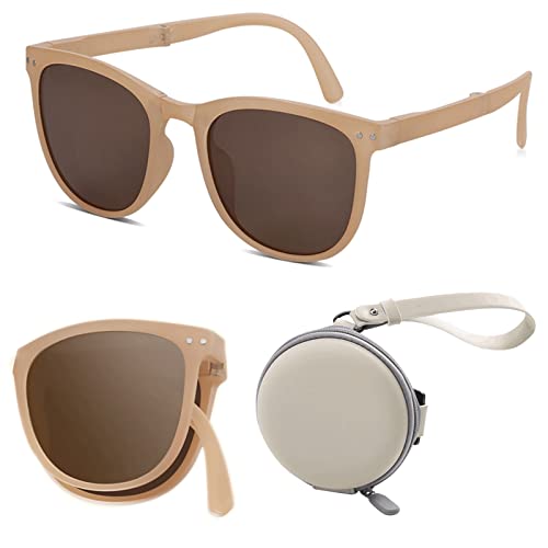 Dollger Gafas de sol plegables, polarizadas, plegables, pequeñas gafas de sol para mujeres y hombres, unisex, con funda Cover