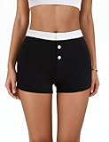 Zyquena Fashion Shorts for Women Trendy Summer Pajama Micro Boxer Y2k Lounge Cotton Bottoms Comfy Sleep Boxers 2025 Low-Rise Lightweight Workout Button Junior Stretch Short