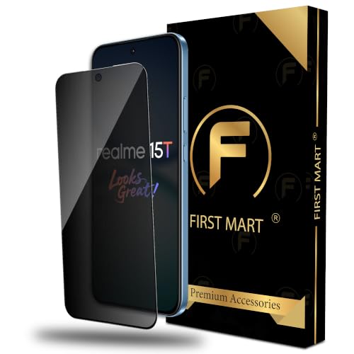 Image of FIRST MART Military-Grade Privacy Tempered Glass for Realme 15T / Narzo 90 / Realme 16 (6.57 Inch) - 9H Screen Protector, Anti-Spy Protection, Scratch-Resistant, HD Clarity (1 Pack)