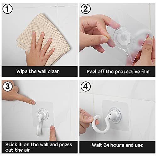 12 Stück Selbstklebende Haken - 360° Drehbar, Transparent Bis 5kg Tragkraft