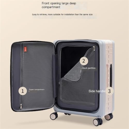 Suitcases Multifunctional Folding Suitcase Universal Wheel Password Trolley Case Solid Colour Front Opening Lid Suitcase Suitcases with Wheels(Blue b,26in)4