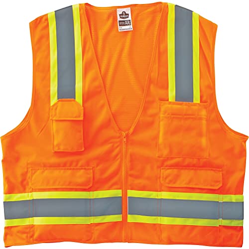 Image of Ergodyne GloWear 8248Z ANSI Two-Tone Surveyors Reflective Safety Vest, Orange, 2XL /3XL