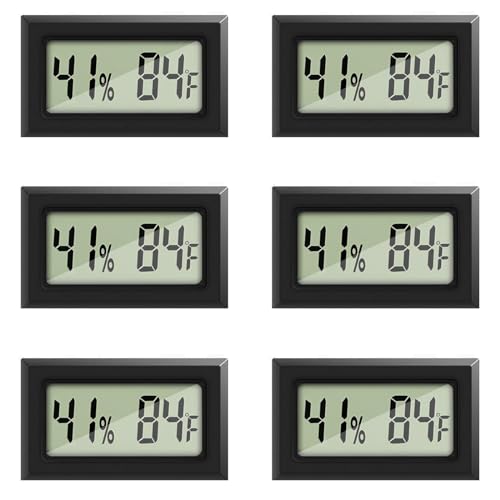 6 Pack Mini Digital Hygrometer Thermometer Small Indoor Temperature and Humidity Meter Gauge with Temp Humidity Sensor Monitor Fahrenheit (℉) for Jars,Home,Room