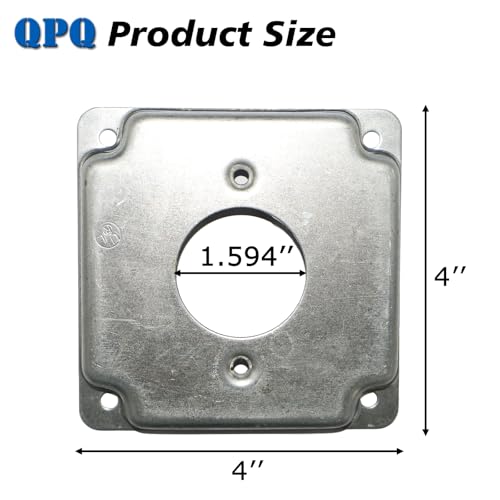 Couvercle carré 10,2 cm pour masquer une boîte de prise ouverte avec trou 4 cm