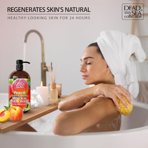 Image of Dead Sea Collection Peach Body Wash for Women and Men - with Pure Dead Sea Minerals and Peach Extract - Cleanses and Moisturizes Skin - Pack of 2 (67.6 fl. oz)